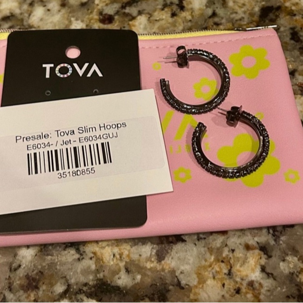 Black Slim Hoop Earrings